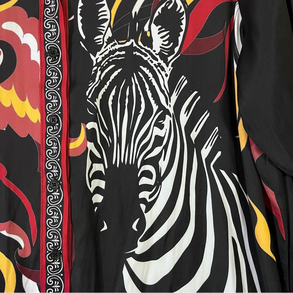 DG2 Diane Gilman Bold Zebra Blouse Button Up Womens Plus Sz 1X - Picture 2 of 8